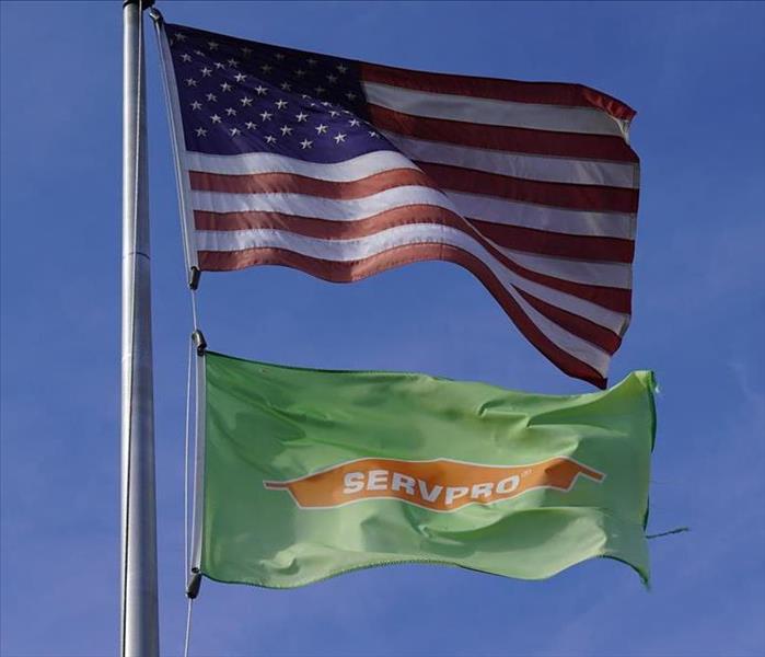 SERVPRO flag and AMERICAN flag 